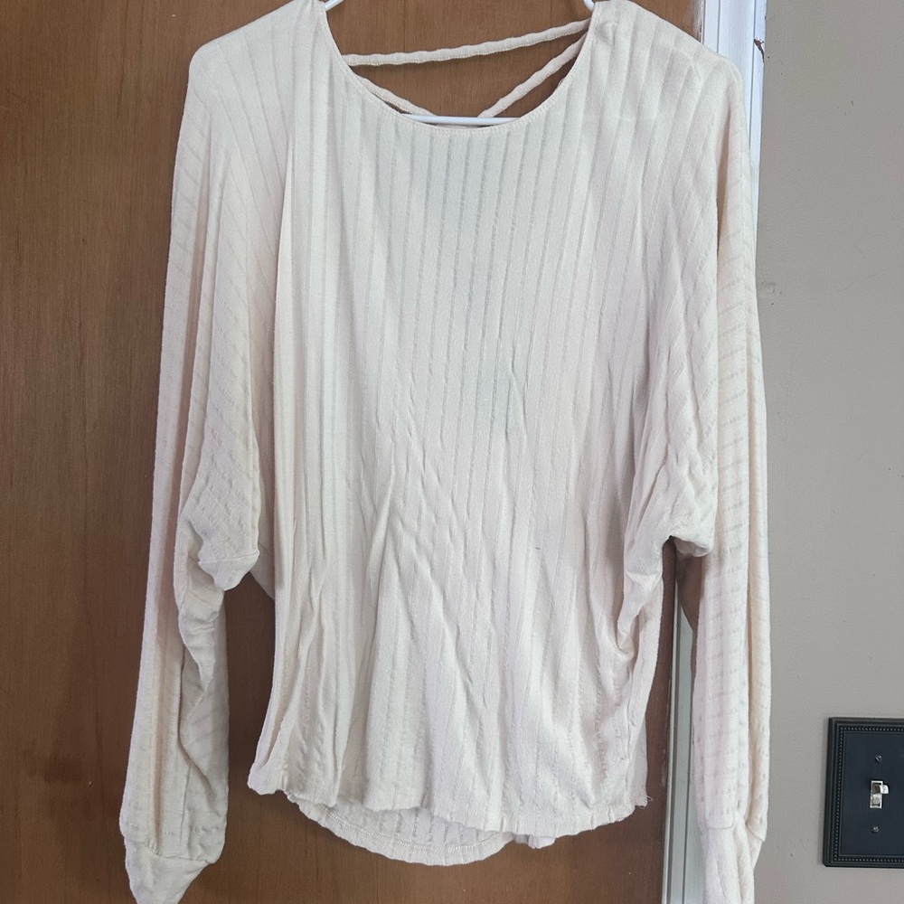 Daytrip Cream Long Sleeve Open Back Top